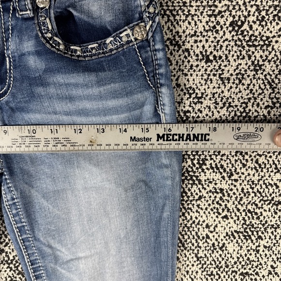 Miss Me Hailey Skinny Blue Jeans Womens 26‎ (FITS 26 X 29) Thick Stitch Bling - Picture 10 of 12